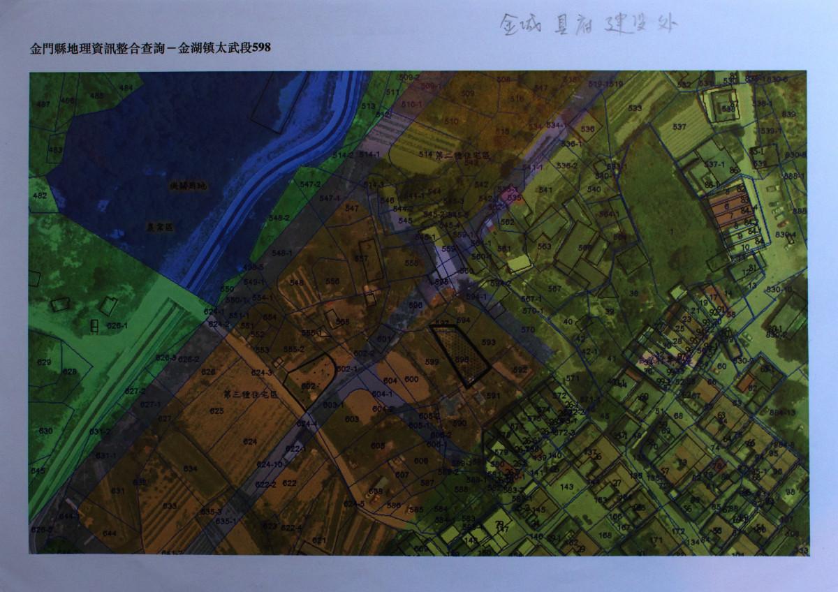 The cadastral map of Tan Chui Mui’s property in Kinmen, 2022. Courtesy of the artist.