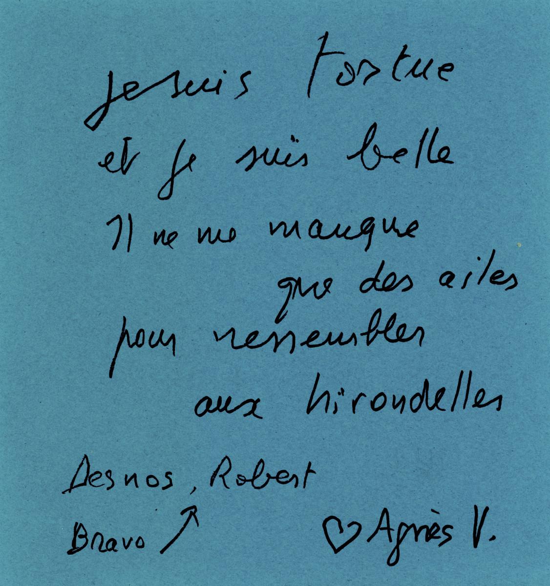 Agnès Varda. Feutre sur note Post-it, 2018. Avec l’aimable autorisation de la Succession Agnès Varda / Hans-Ulrich Obrist.