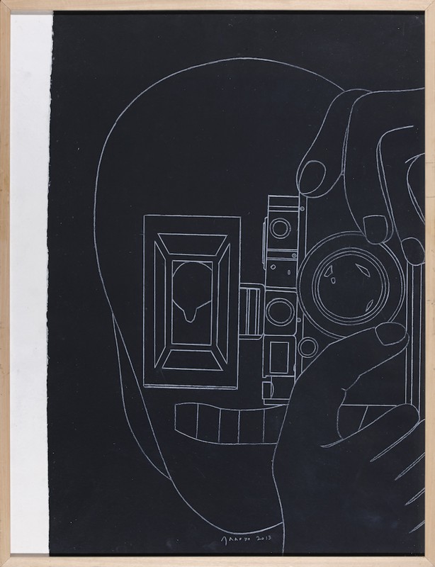 Eduardo Arroyo, Death’s Head and Photography, 2013, pencil on paper.