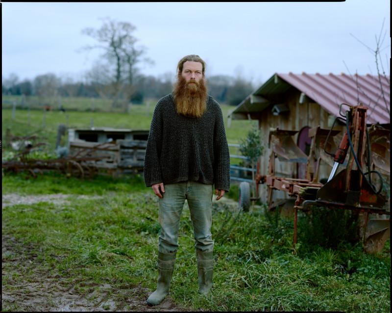 Yan Morvan. Jeremy Durier, organic farmer, Saint-Pair-sur-Mer.