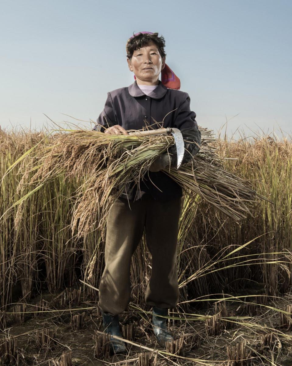Stéphan Gladieu, Portraits de Nord-Coréens, Corée du Nord, Pyongyang, octobre 2017. Une agricultrice travaillant à la ferme coopérative de Sariwon. Avec l’aimable autorisation de School Gallery / Olivier Castaing.