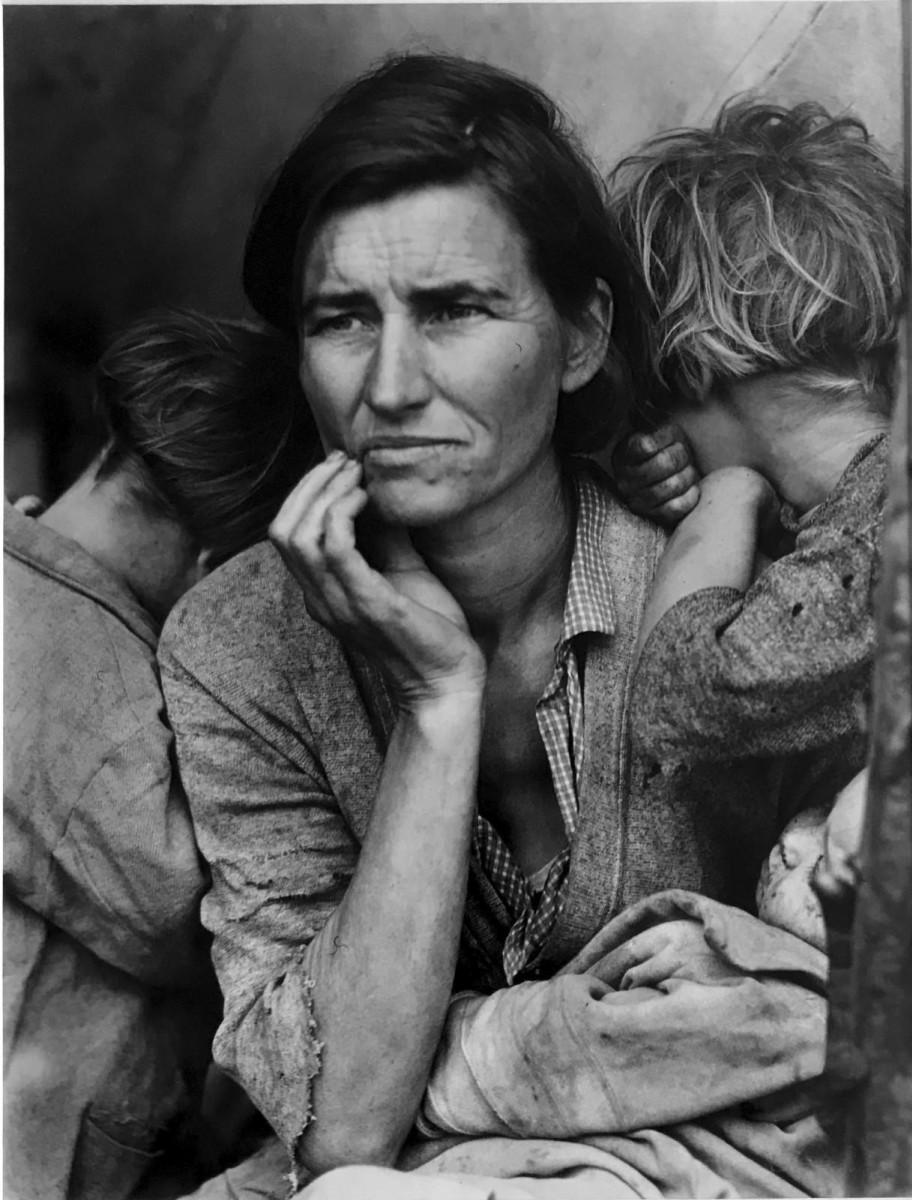 Dorothea Lange, Migrant Mother, Destitute peapickers in California; a 32-year-old mother of seven children. February 1937 (modern print) The Dorothea Lange Collection, Oakland Museum of California.