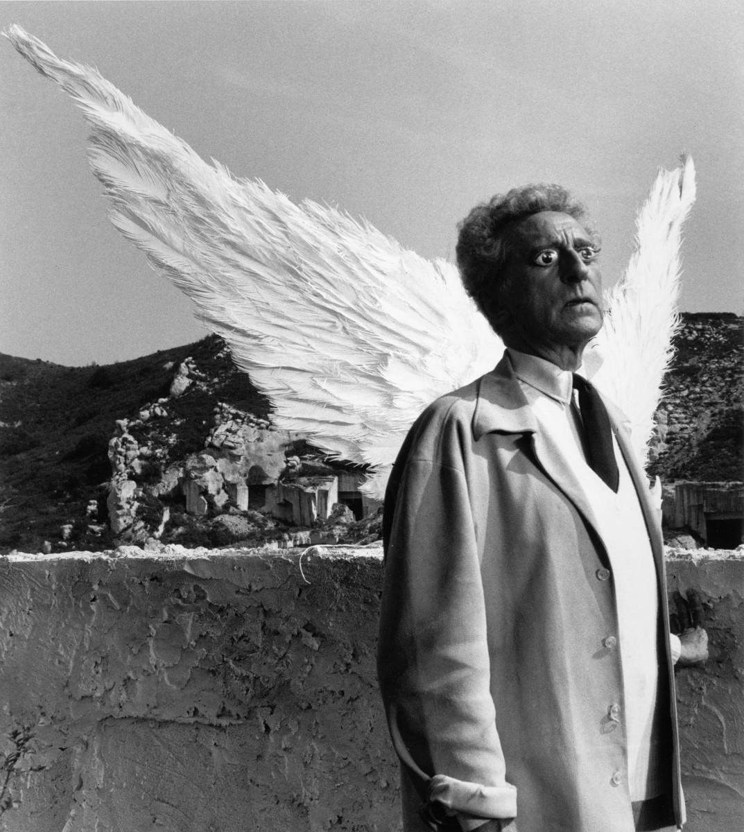 Lucien Clergue. Cocteau with the Wings of the Sphinx, Testament of Orpheus, 1959. Courtesy of the Atelier Lucien Clergue.