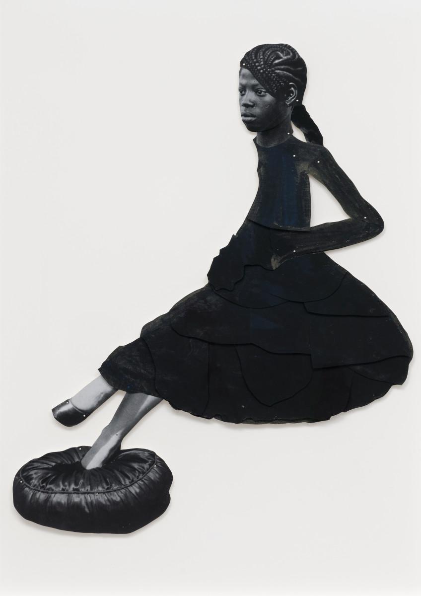 Frida Orupabo. Fille au coussin, collage avec attaches parisiennes, 2022. Avec l’aimable autorisation de l’artiste / Galerie Nordenhake